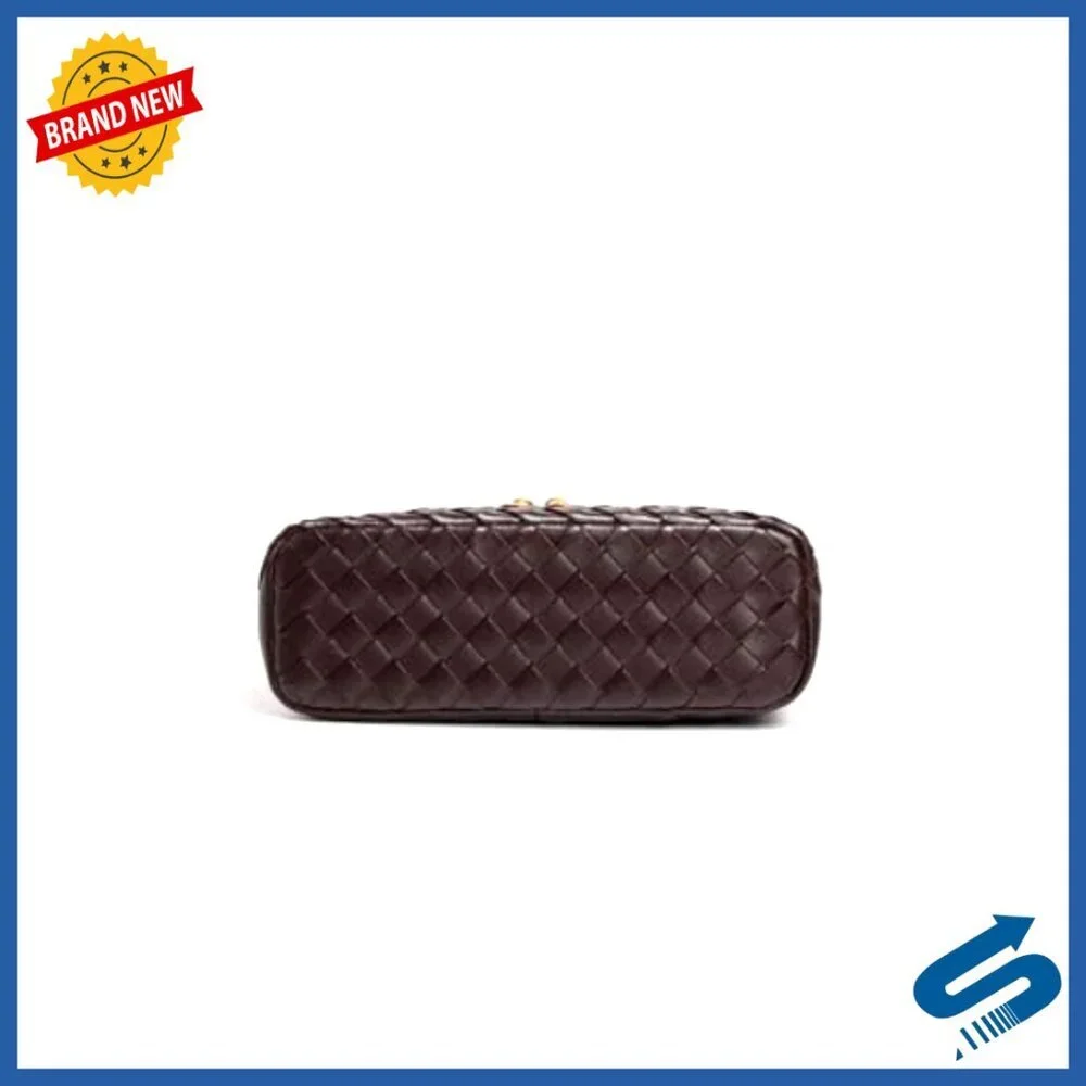 Woven Crossbody Handbag Leather Top Handle Bag Chic Classic Elegant